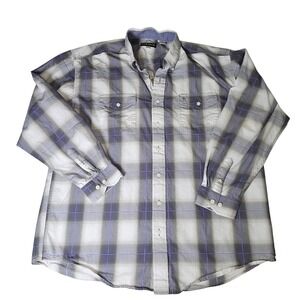 Stetson Western Lavender Grey and White Button Up Shirt 100% Cotton XL